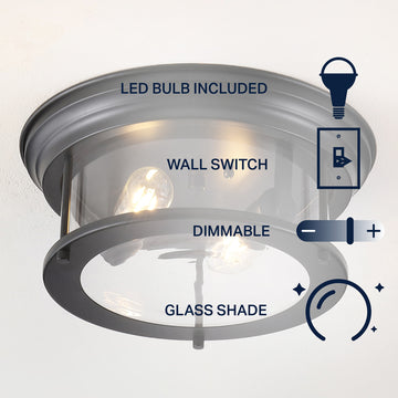 Lauren 13.25" Metal/Glass LED Flush Mount